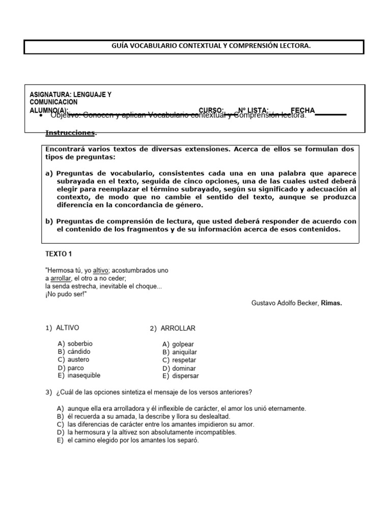Lenguaje 1 medio gu a de vocabulario pdf chile pinturas