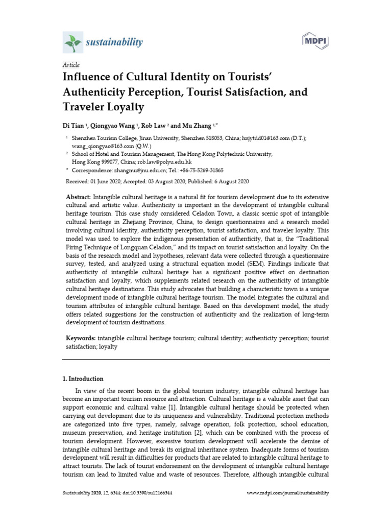 Influence of Cultural Identity On Tourists Authen | PDF | Attitude ...