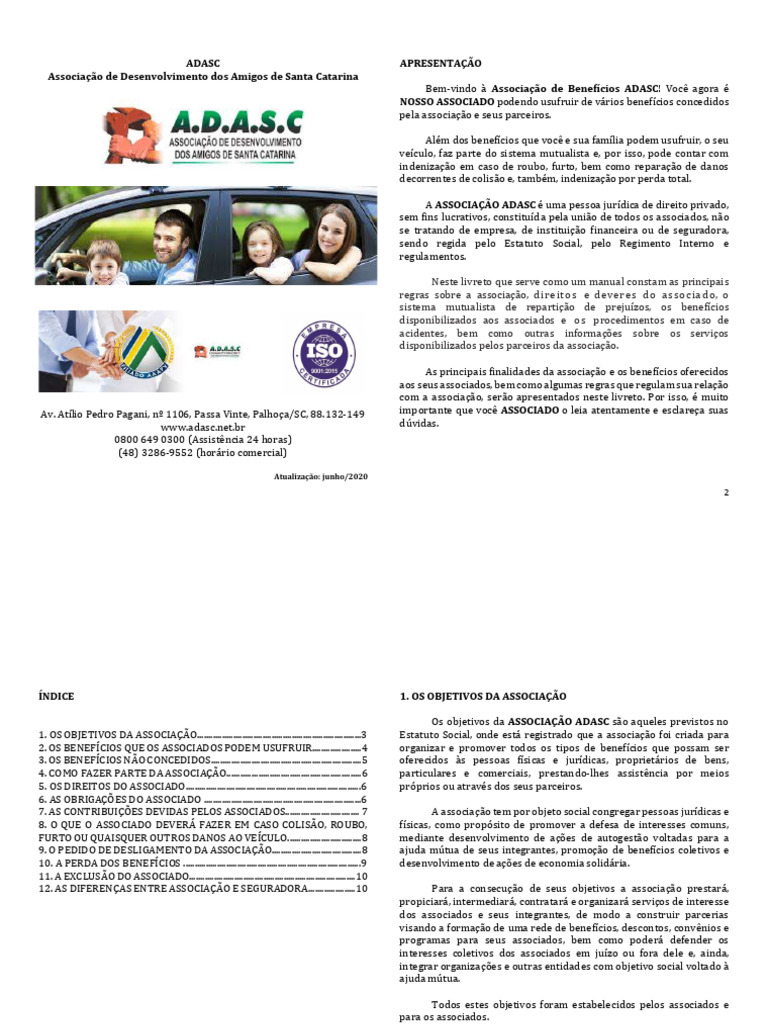 Benefícios da Associação ADASC | PDF | Seguro | Indenização