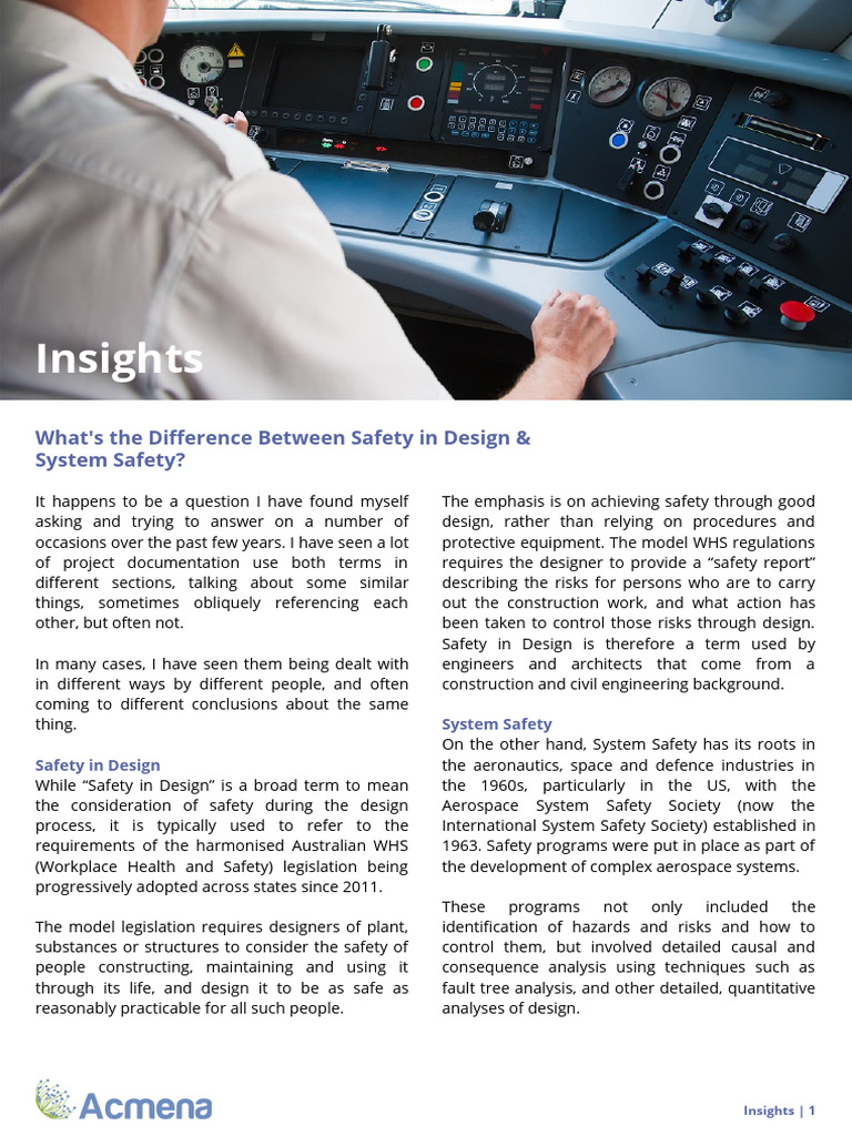 Safety in Design vs. System Safety Explained | PDF | Engineering | Safety