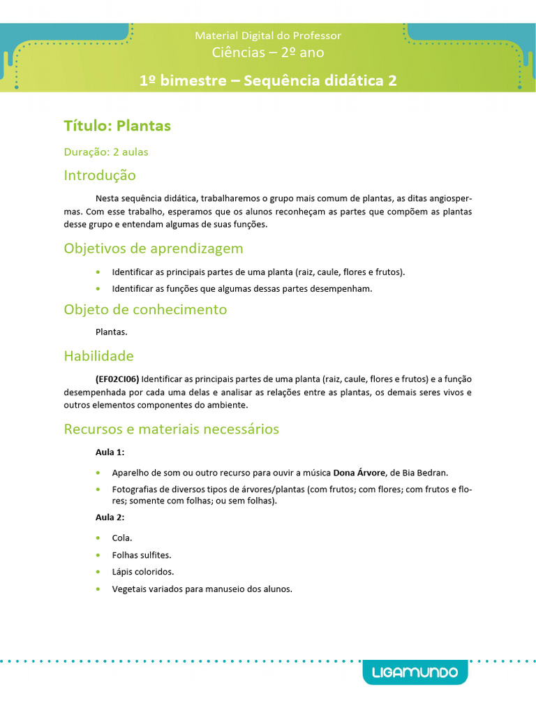 07_LM_CIE_2ANO_1BIM_Sequencia_didatica_2_TRTA | PDF | Plantas | Raiz