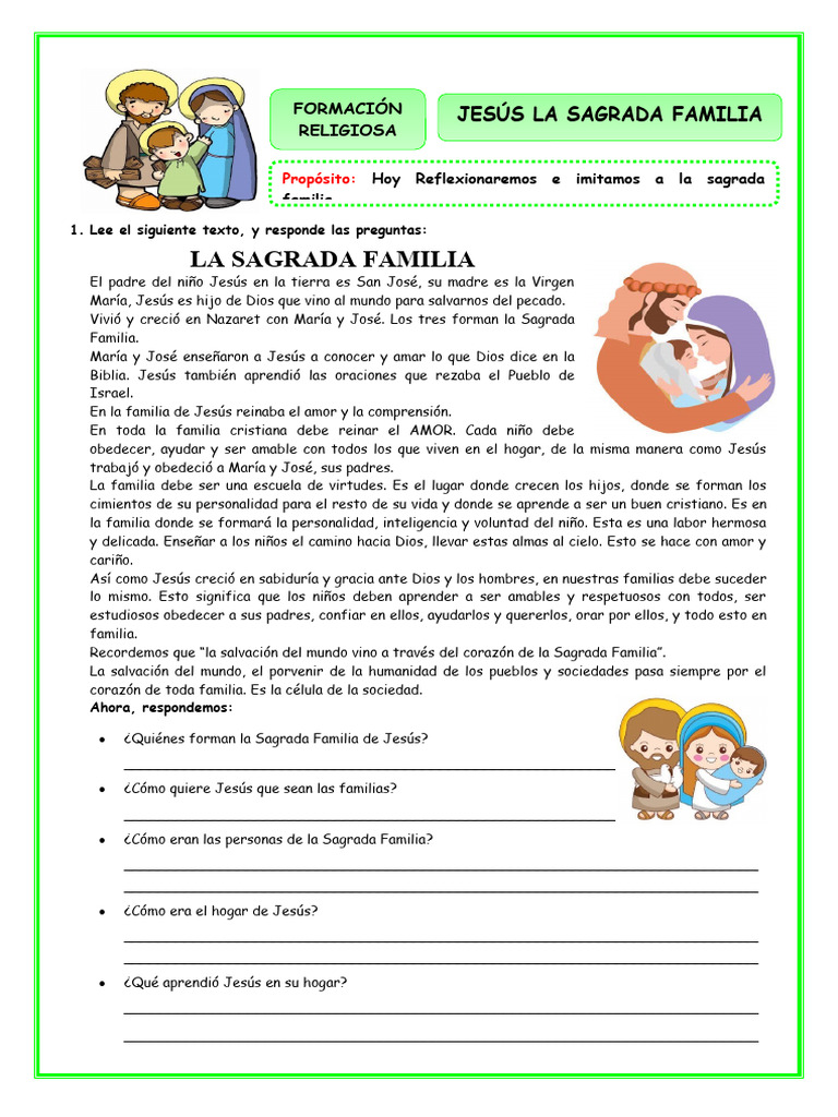 Valores de la Sagrada Familia para Niños | PDF | María, madre de Jesús ...