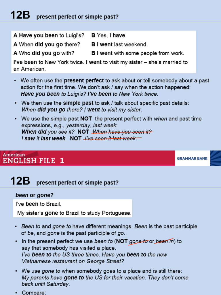 Present Perfect vs. Simple Past Explained | PDF | Language Arts ...