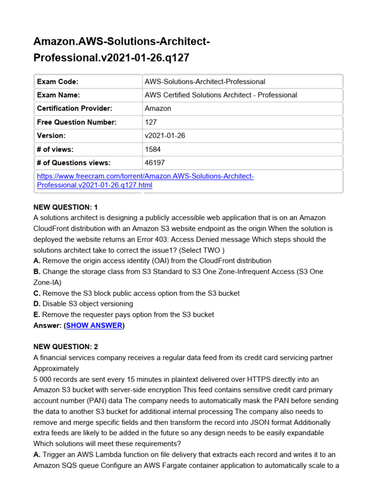 AWS Solution Architect Professional | PDF
