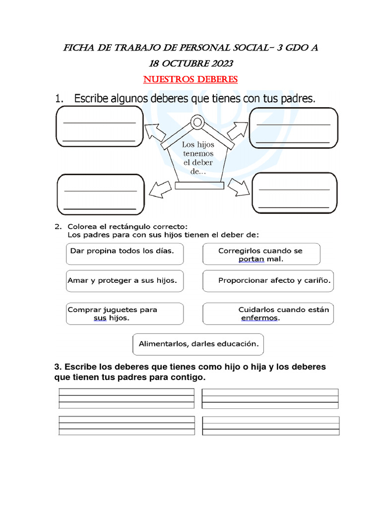 Ficha de Trabajo de Personal Social 18 Oct | PDF