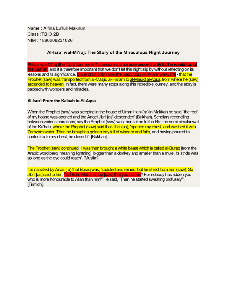 Alfina Lu'Luil Maknun Tbio2b English2 | PDF | Muhammad | Temple Mount
