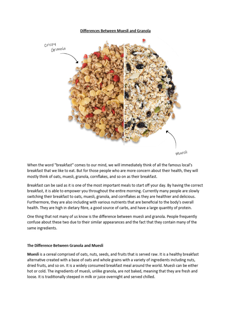 Differences Between Muesli and Granola (Blog) PDF Cuisine Foods