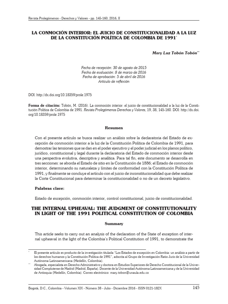 Análisis de la conmoción interior en Colombia | PDF | Gobernancia ...