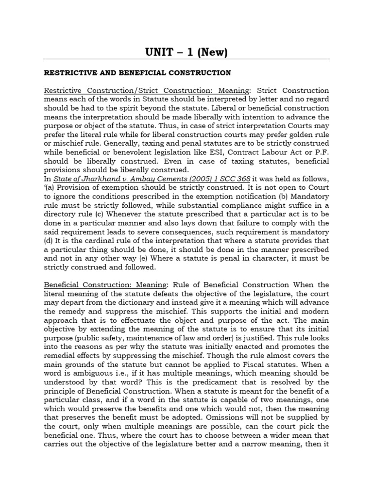 Unit - 1 Notes | PDF | Statutory Interpretation | Repeal