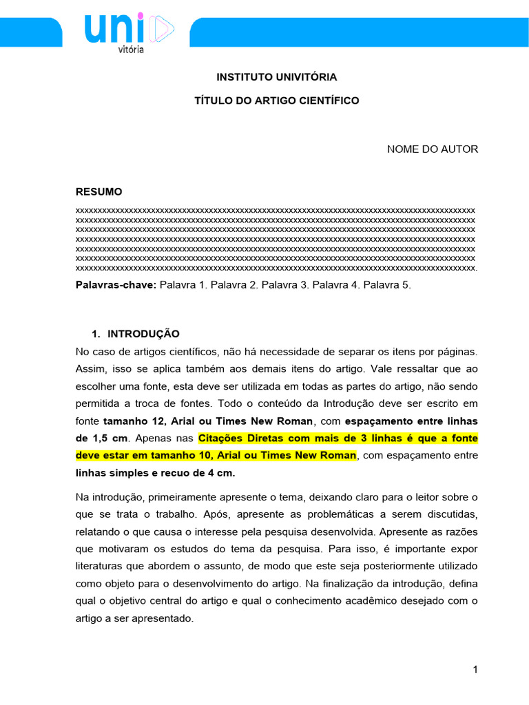 Estrutura de Artigo Científico Acadêmico | PDF | Publicações acadêmicas ...
