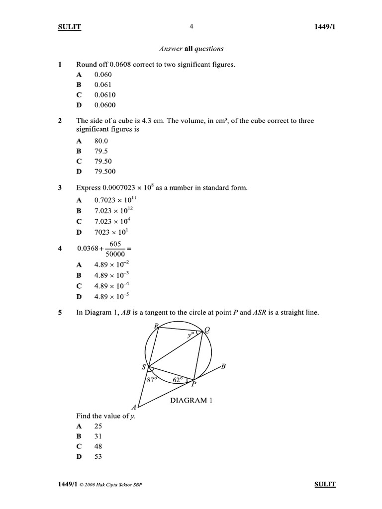 Form 1-3 Selected Questions SBP | PDF