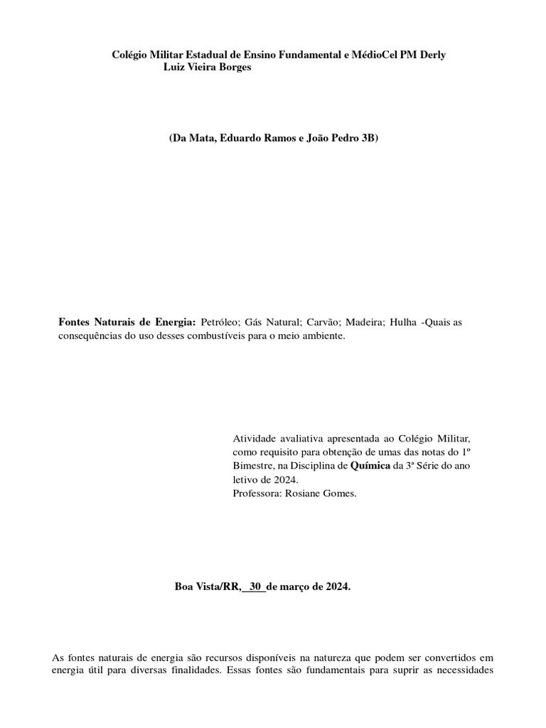 Impactos Ambientais de Combustíveis Fósseis | PDF | Combustíveis ...