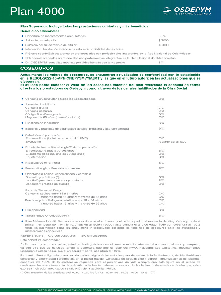 Plan 4000 de OSDEPYM: Beneficios y Coberturas | PDF | El embarazo | Parto