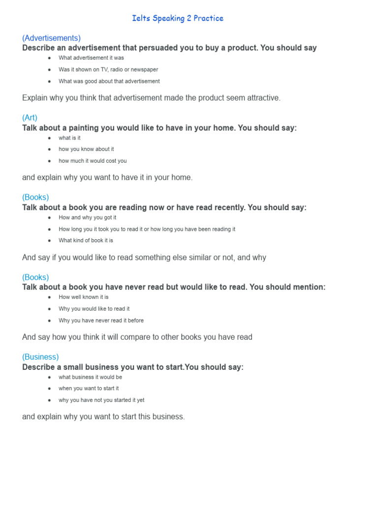 IELTS Speaking Practice 2 | PDF | Sports | Cognition