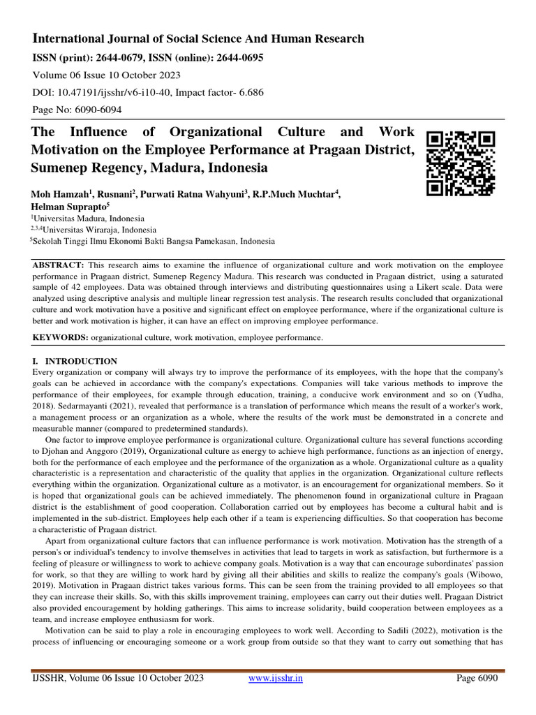 The Influence of Organizational Culture and Work Motivation On The ...