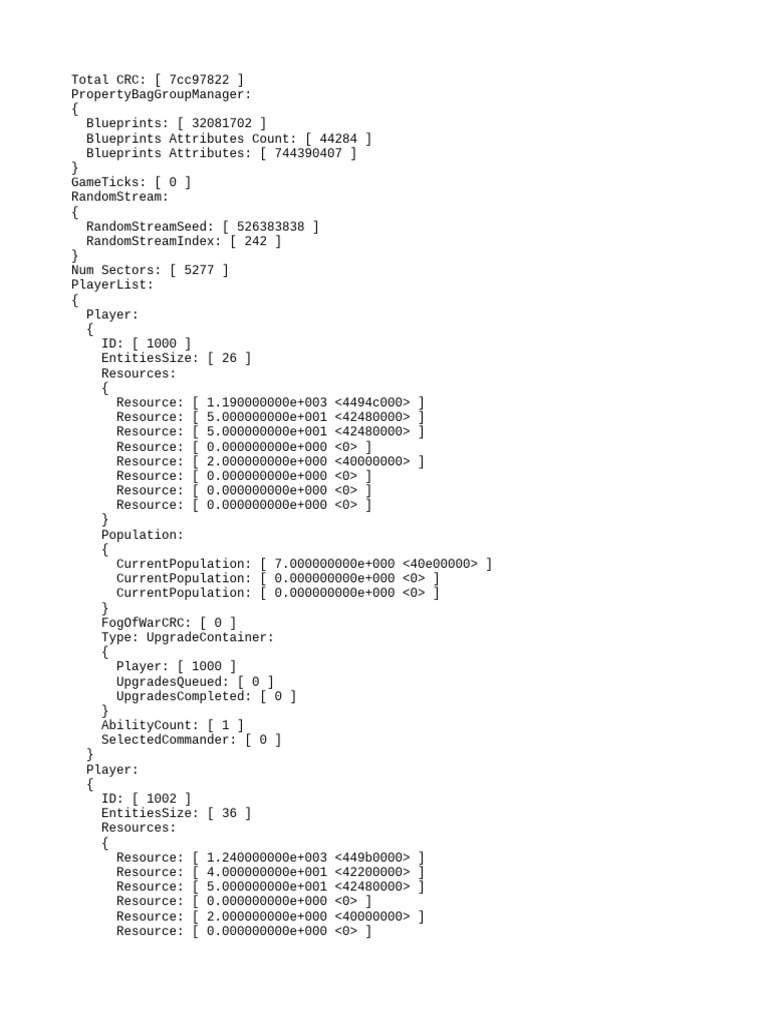 Game State Overview and Player Data | PDF