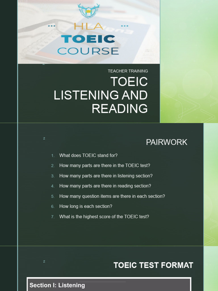 TOEIC Listening and Reading Overview | PDF | Reading Comprehension ...