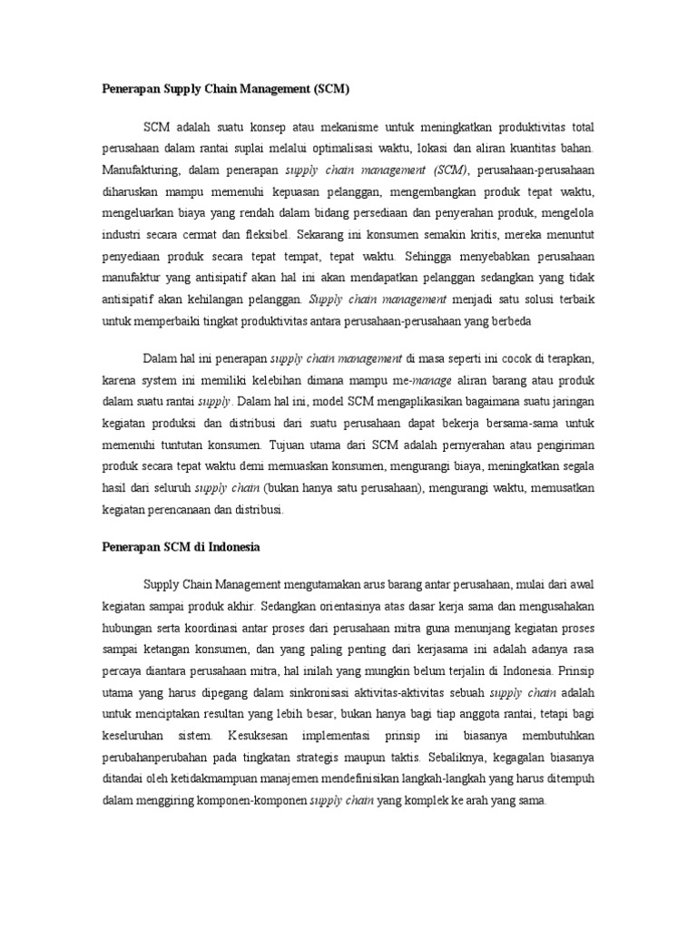 Penerapan SCM untuk Peningkatan Produktivitas | PDF