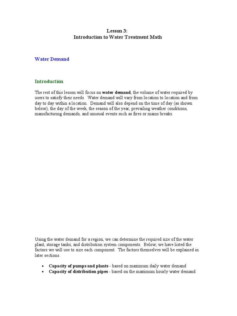Water Treatment Plant Capacity Calculation PDF Gallon Volume