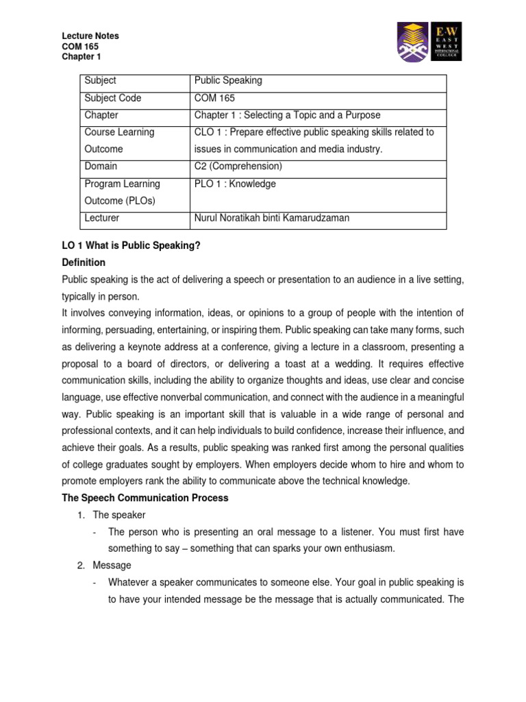 Public Speaking Essentials: Topic Selection | PDF | Communication ...