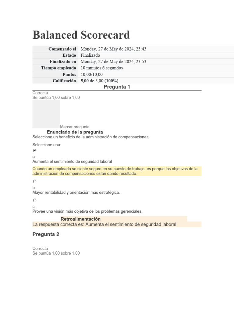 Balanced Scorecard y Compensaciones | PDF | Business | Economias