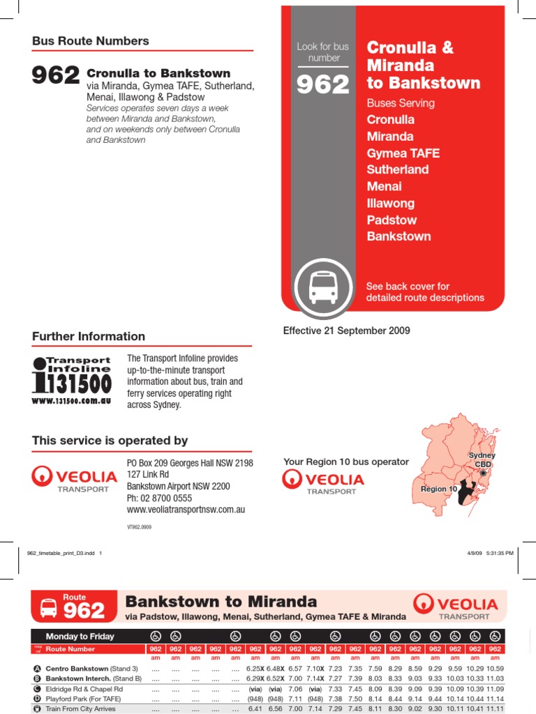 962 Bus Route Timetable 962 | Pdf | Public Transport | Public Services