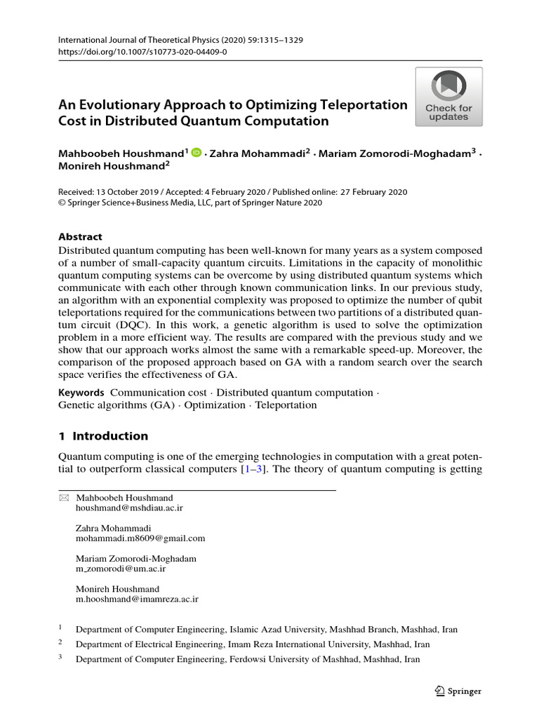 Optimize Teleportation in Quantum Computing | PDF | Quantum Computing ...