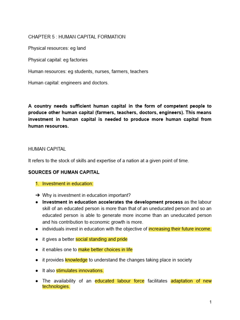 Human Capital Formation and Economic Growth | PDF | Cost Of Living ...