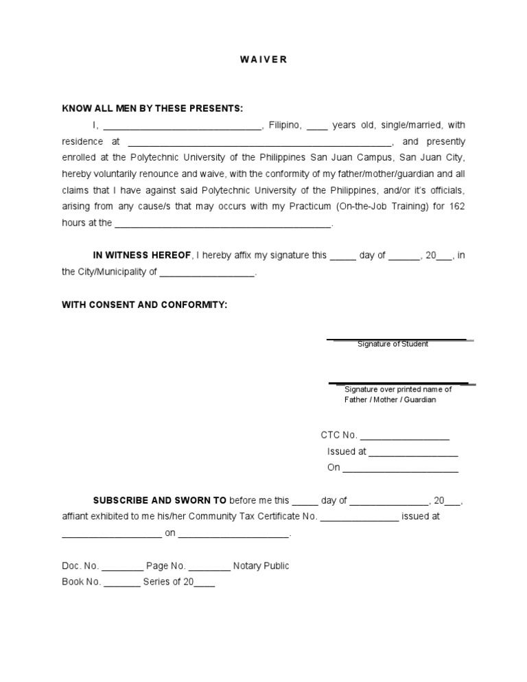 Waiver New | PDF | Self-Improvement | Wellness