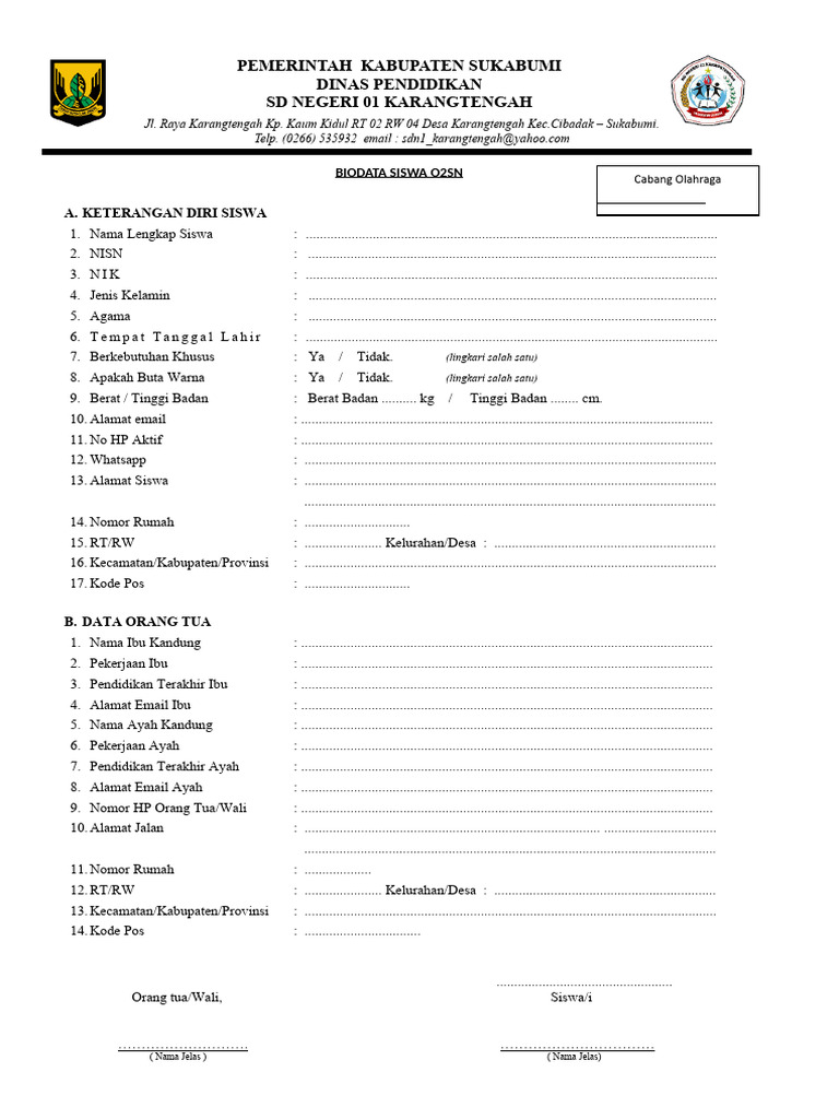 Biodata Atlet O2sn | PDF | Olahraga & Rekreasi