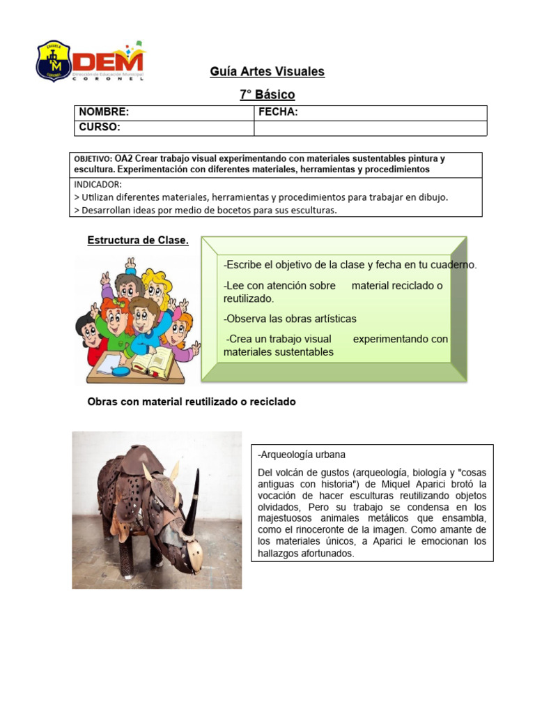 Arte con Materiales Reciclados 7° Básico | PDF | Escultura