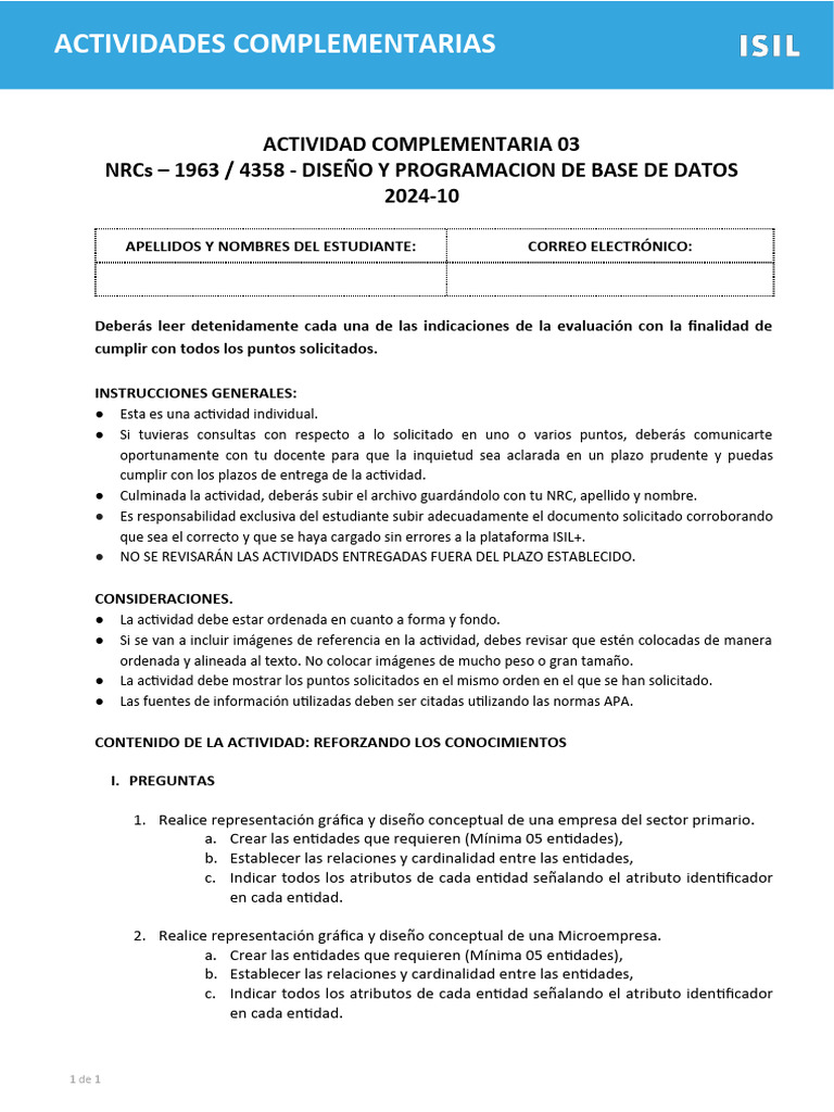 Diseño de Base de Datos: Actividad 03 | PDF | Informática