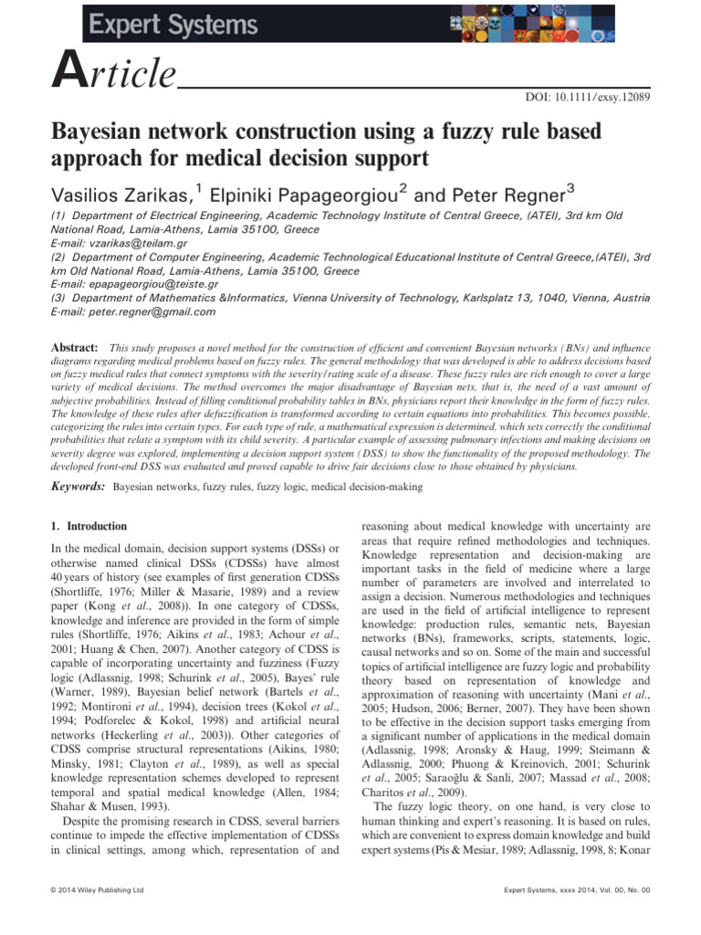 Bayesian Network Construction Using A Fuzzy Rule Based Approach For ...