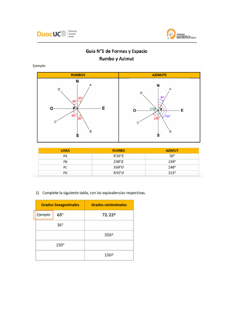 Guía 5 Rumbo y Azimut | PDF