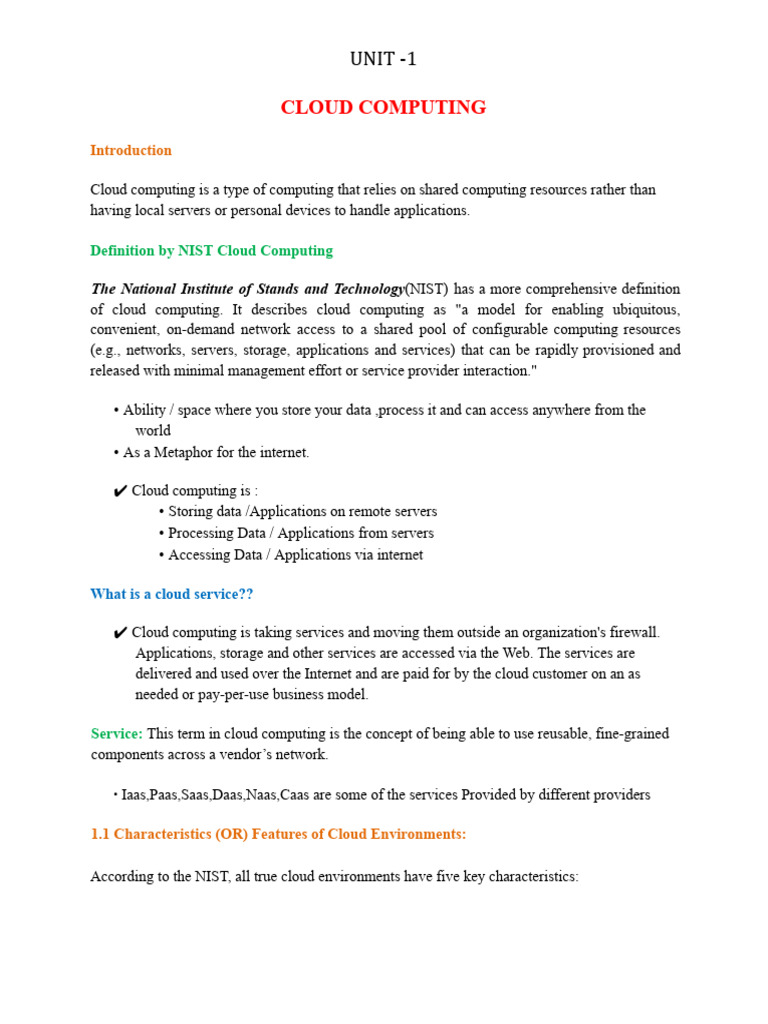 NOTES PDF Cloud Computing Software As A Service