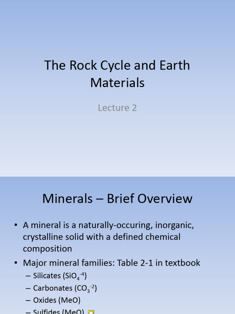 Historical Geology L2 The Rock Cycle And Earth Materials Pdf