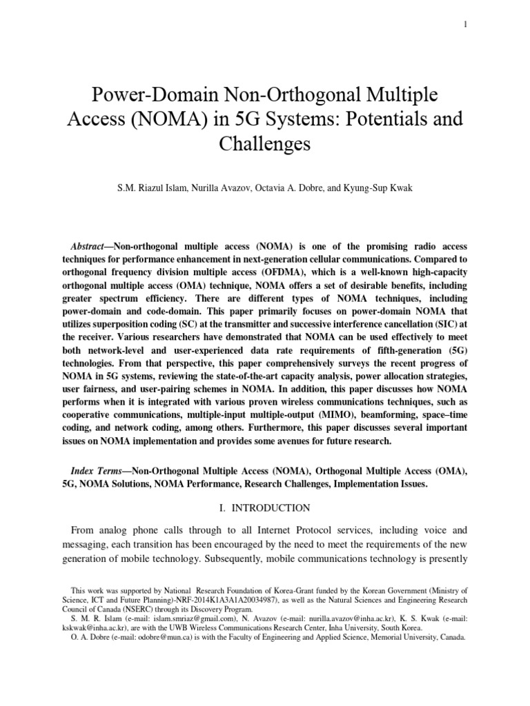 Power-Domain Non-Orthogonal Multiple Access (NOMA) in 5G Systems ...