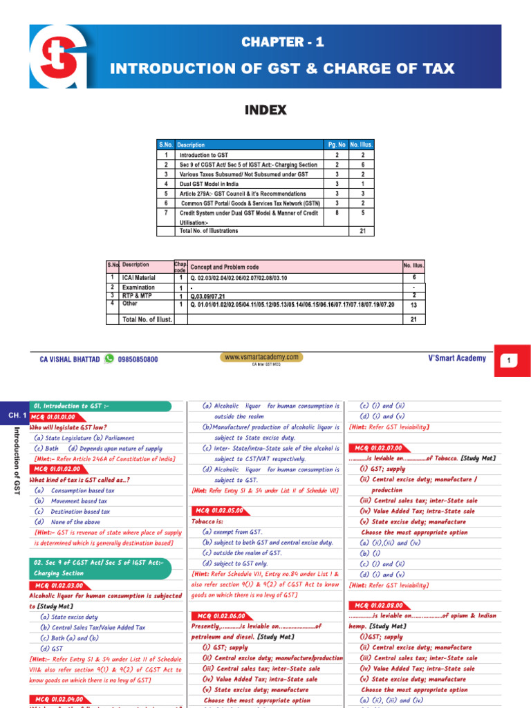 Cai Gst Mcqs Download Free Pdf Value Added Tax Taxes