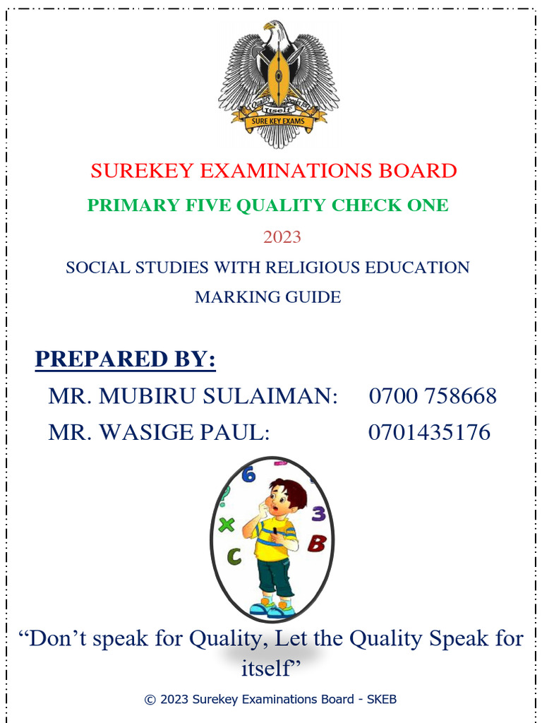 Primary Five Social Studies Marking Guide | PDF