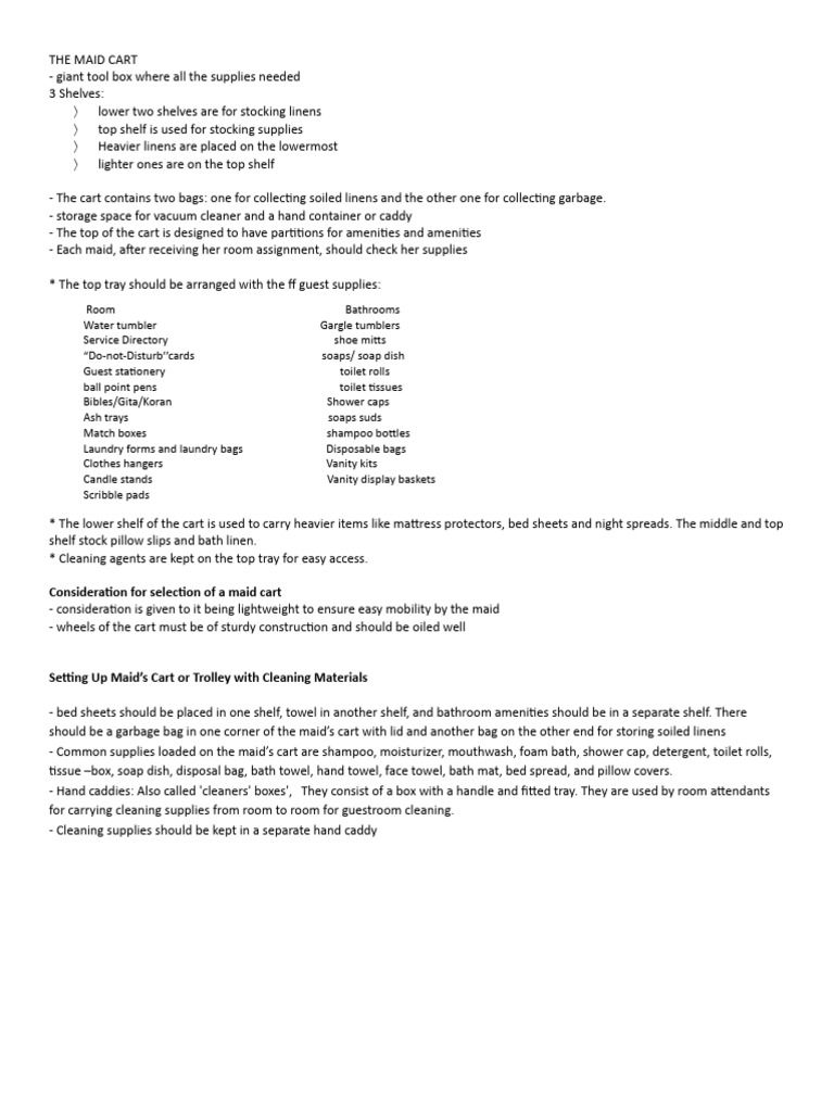 Housekeeping Study Notes PDF Housekeeping Bathroom