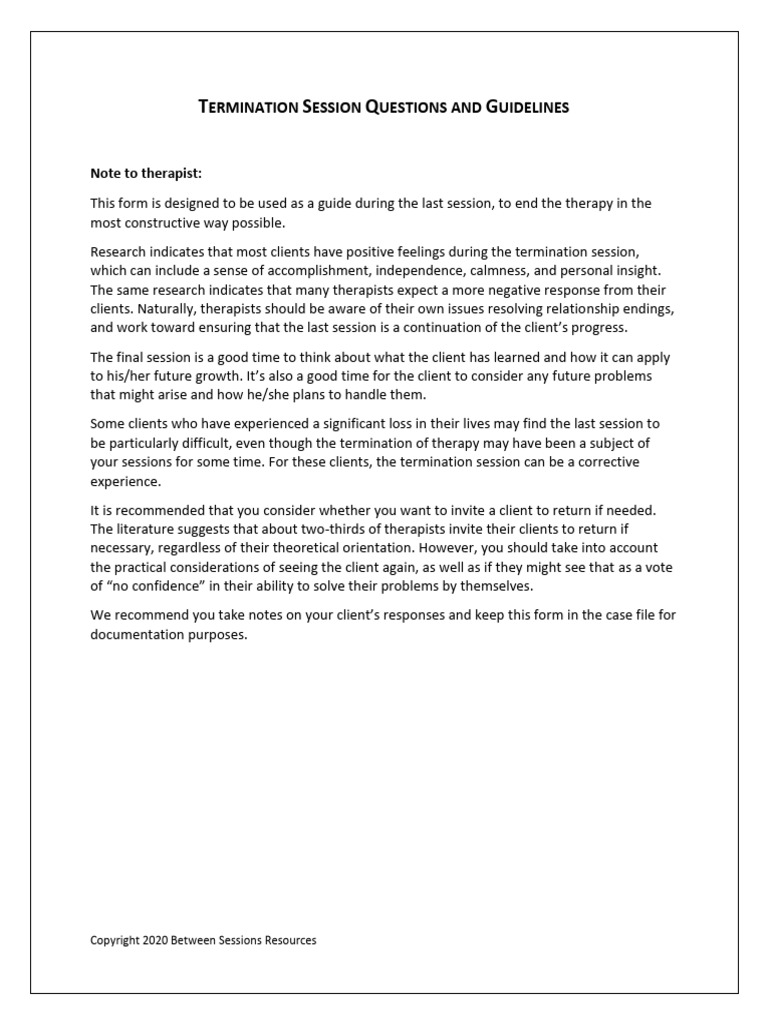 Change Process In A Termination Session