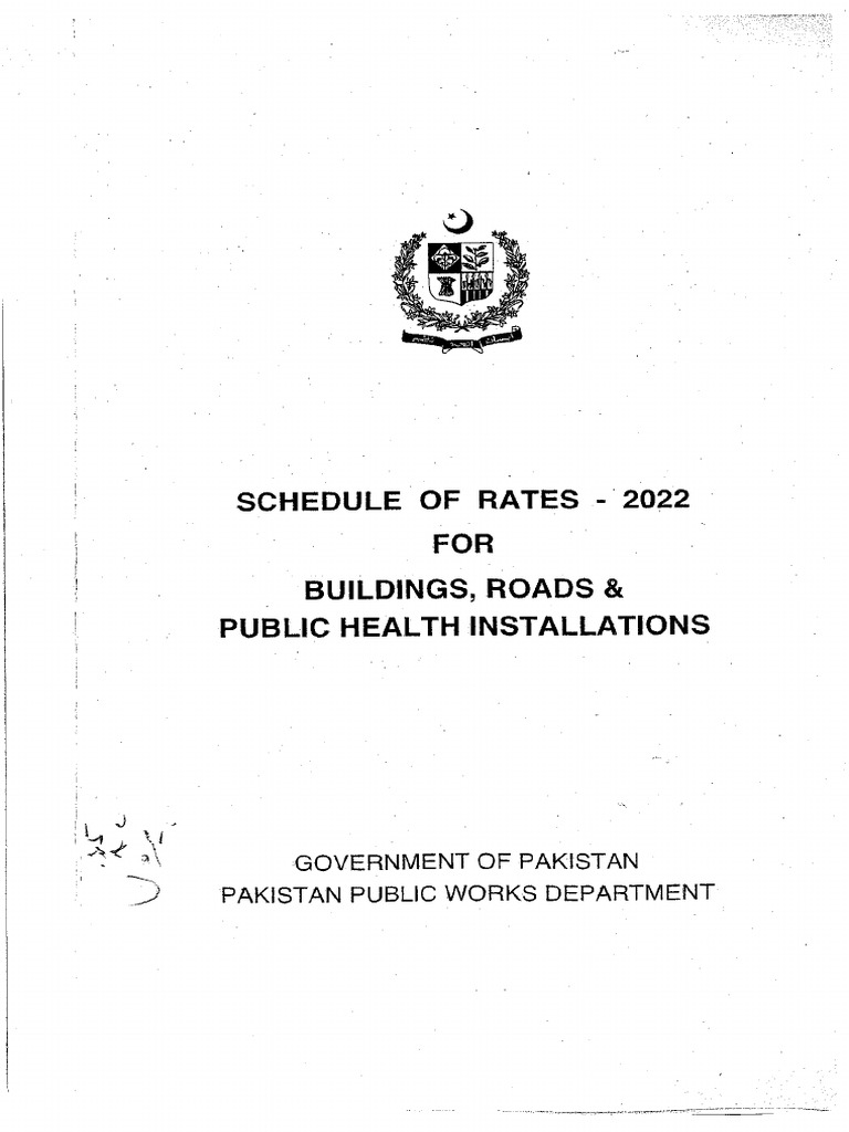 Pakistan PWD Schedule of Rates 2022 | PDF | Plaster | Masonry