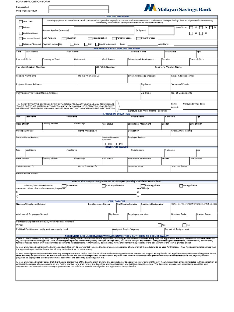 Teacher Loan Application Form | PDF | Banks | Loans