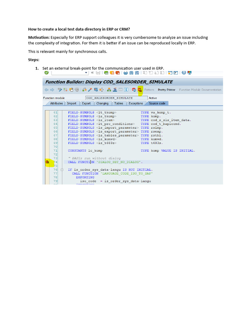 How to create a local test data directory in erp pdf