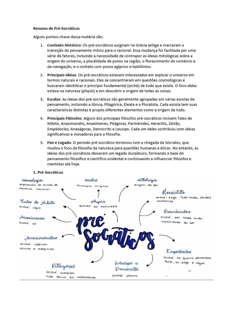 Resumo dos Filósofos Pré-Socráticos | PDF | Universo