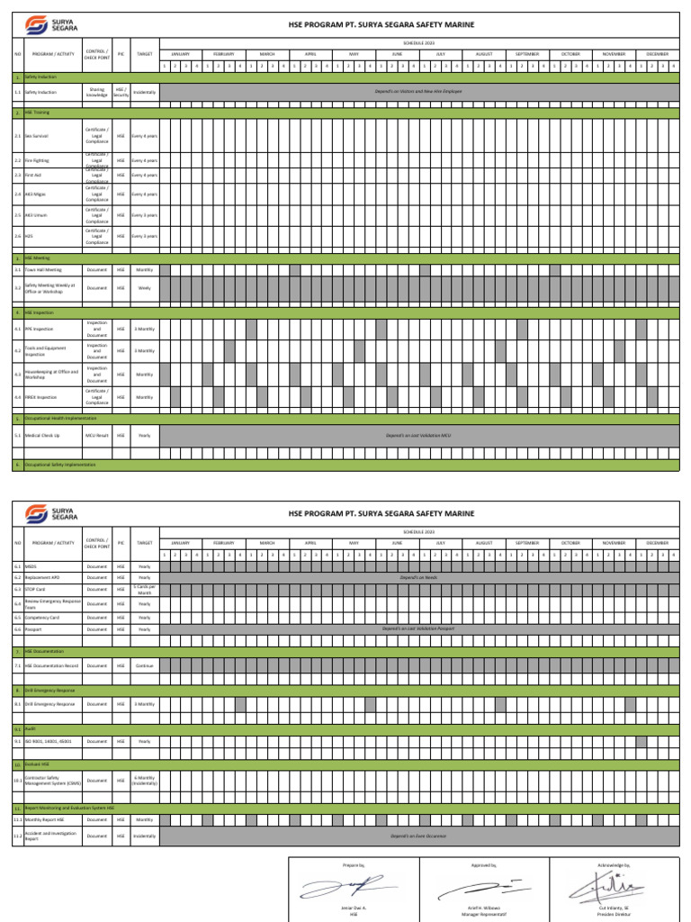 HSE Program Schedule 2023 Overview | PDF | Occupational Safety And ...