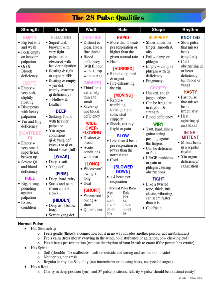 The 28 Pulse Qualities | Download Free PDF | Pulse | Yin And Yang