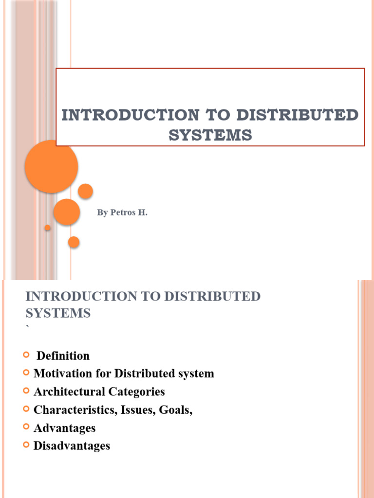 Introduction To Distributed Systems: by Petros H | PDF | Computer ...