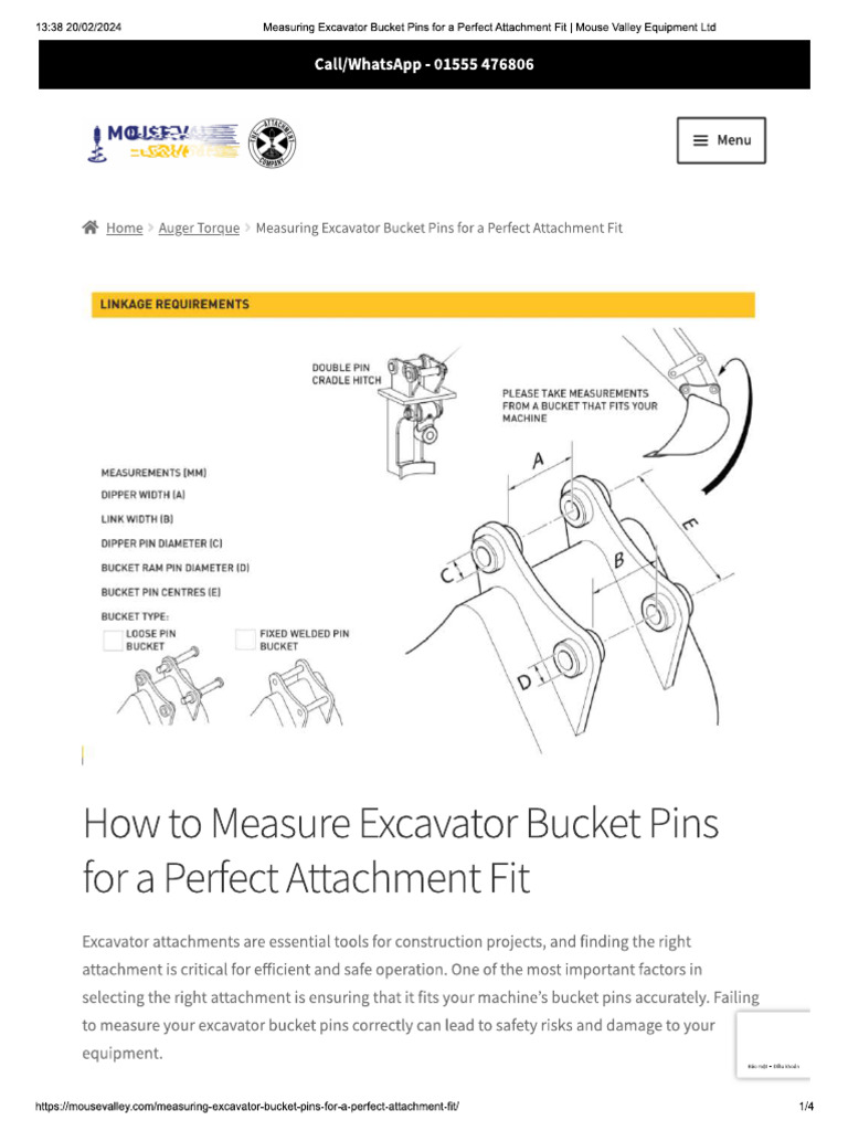 how to measure bucket pin 2 PDF