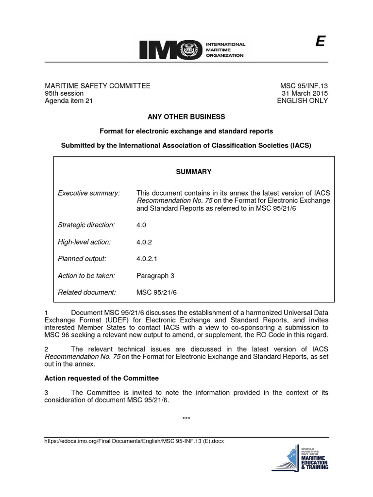 IACS Electronic Data Exchange Format | PDF | Server (Computing) | Ships